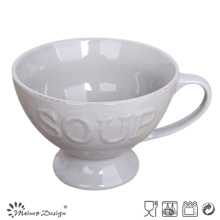 Рельефные слова или логотип Footed Antique Stoneware Soup Mug